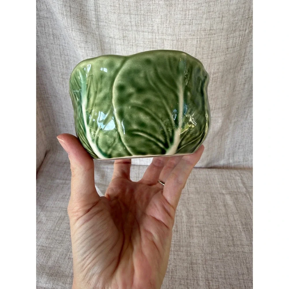 Bordallo Pinheiro Cabbage Leaf Planter Small Green Excellent Cachepot Limited
